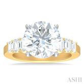 1 1/4 ctw Round Shape Emerald and Round Cut Diamond Semi Mount Engagement Ring in 14K Yellow and White Gold